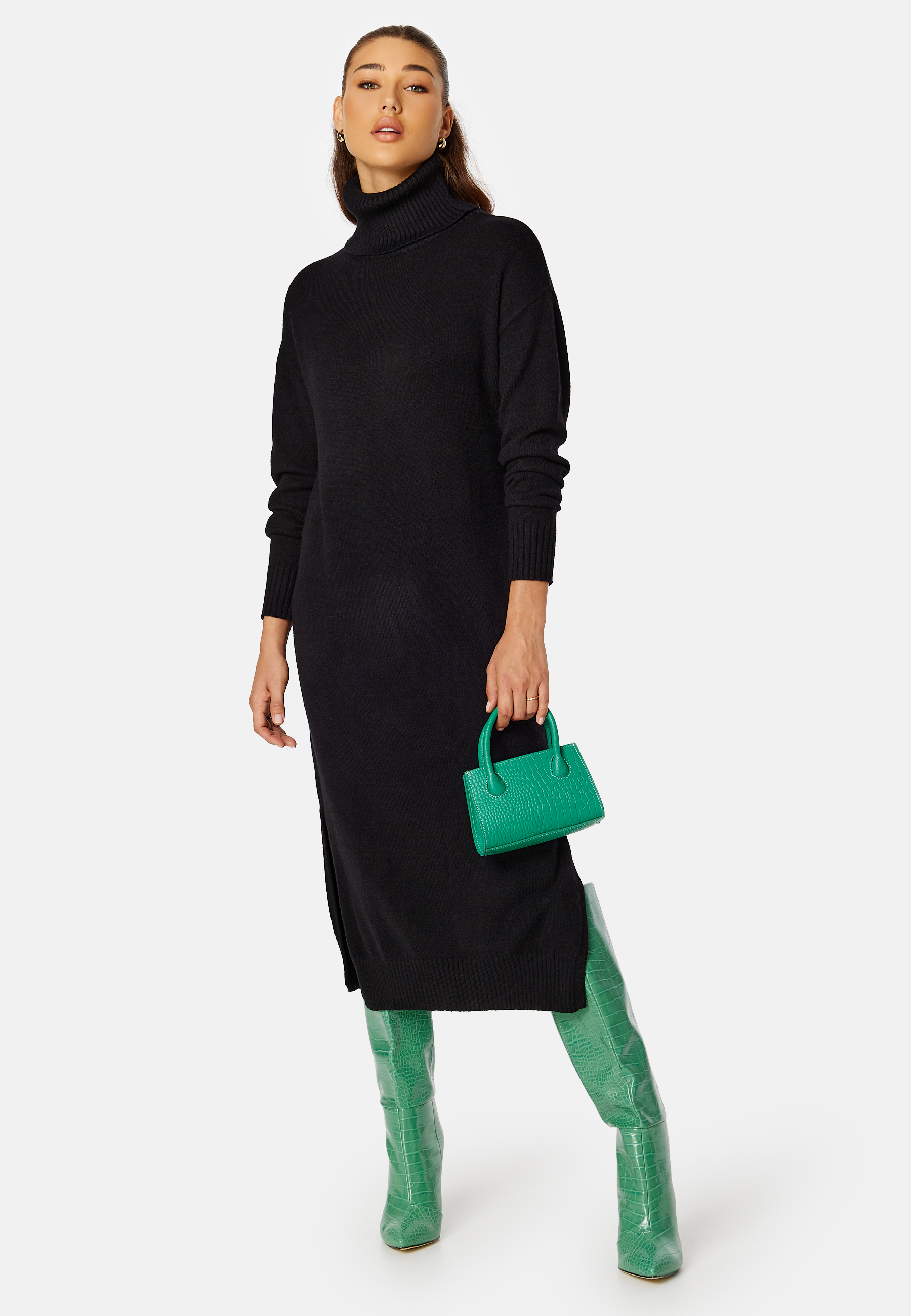 Rill Roll Neck L/S Midi Dress 4