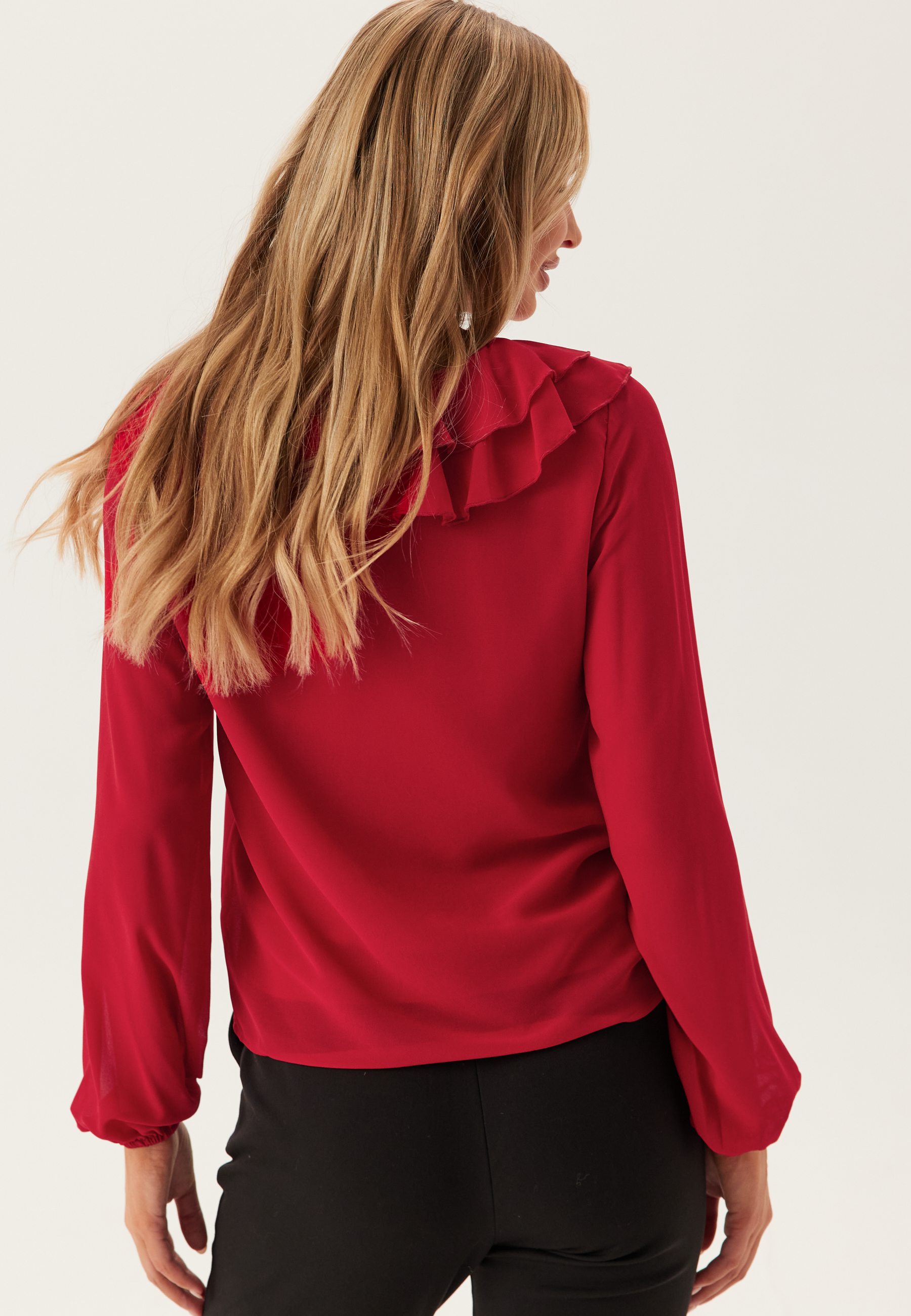 Viane L/S V-NECK FRILL TOP V-N 2
