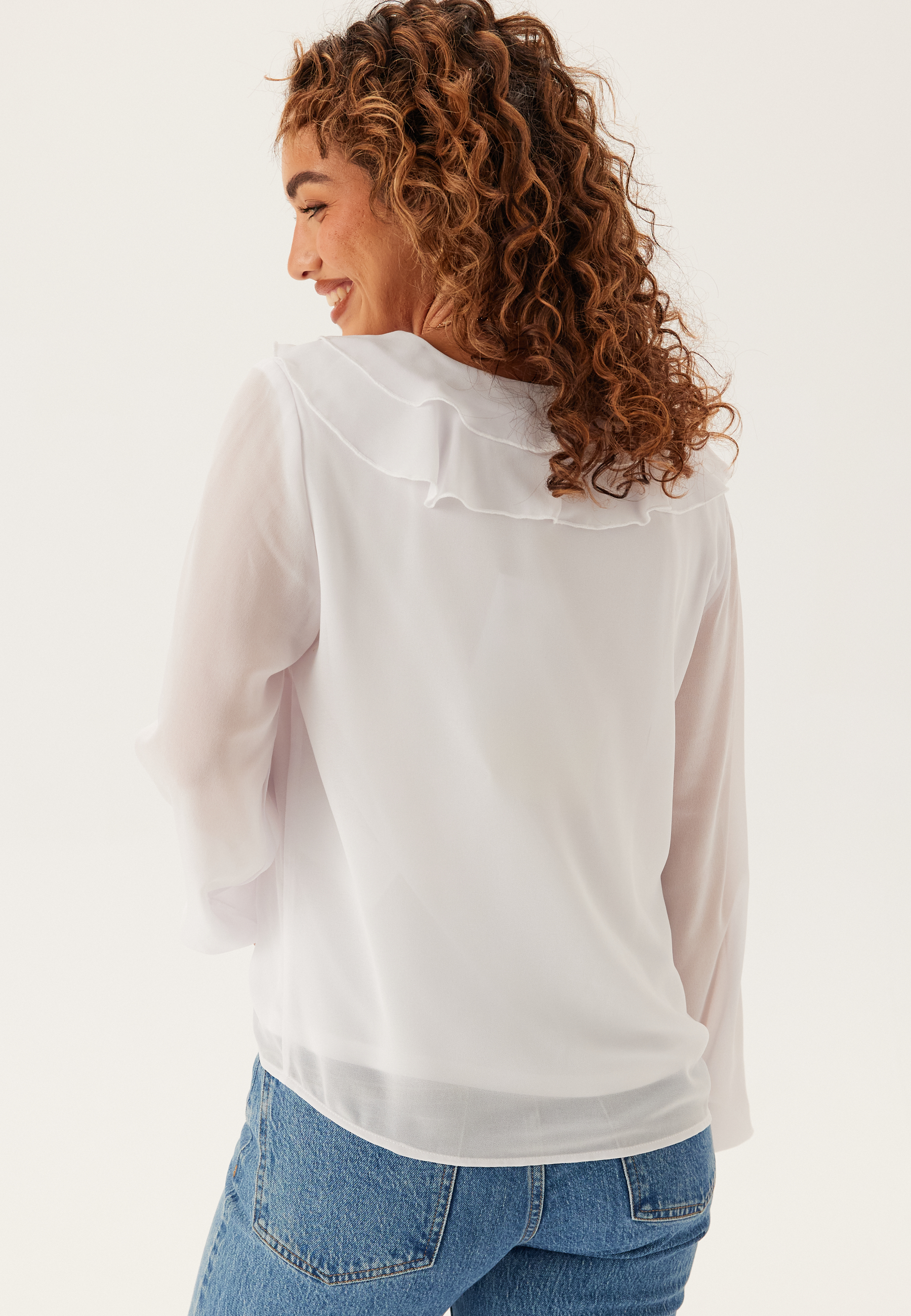 Viane L/S V-NECK FRILL TOP V-N 2