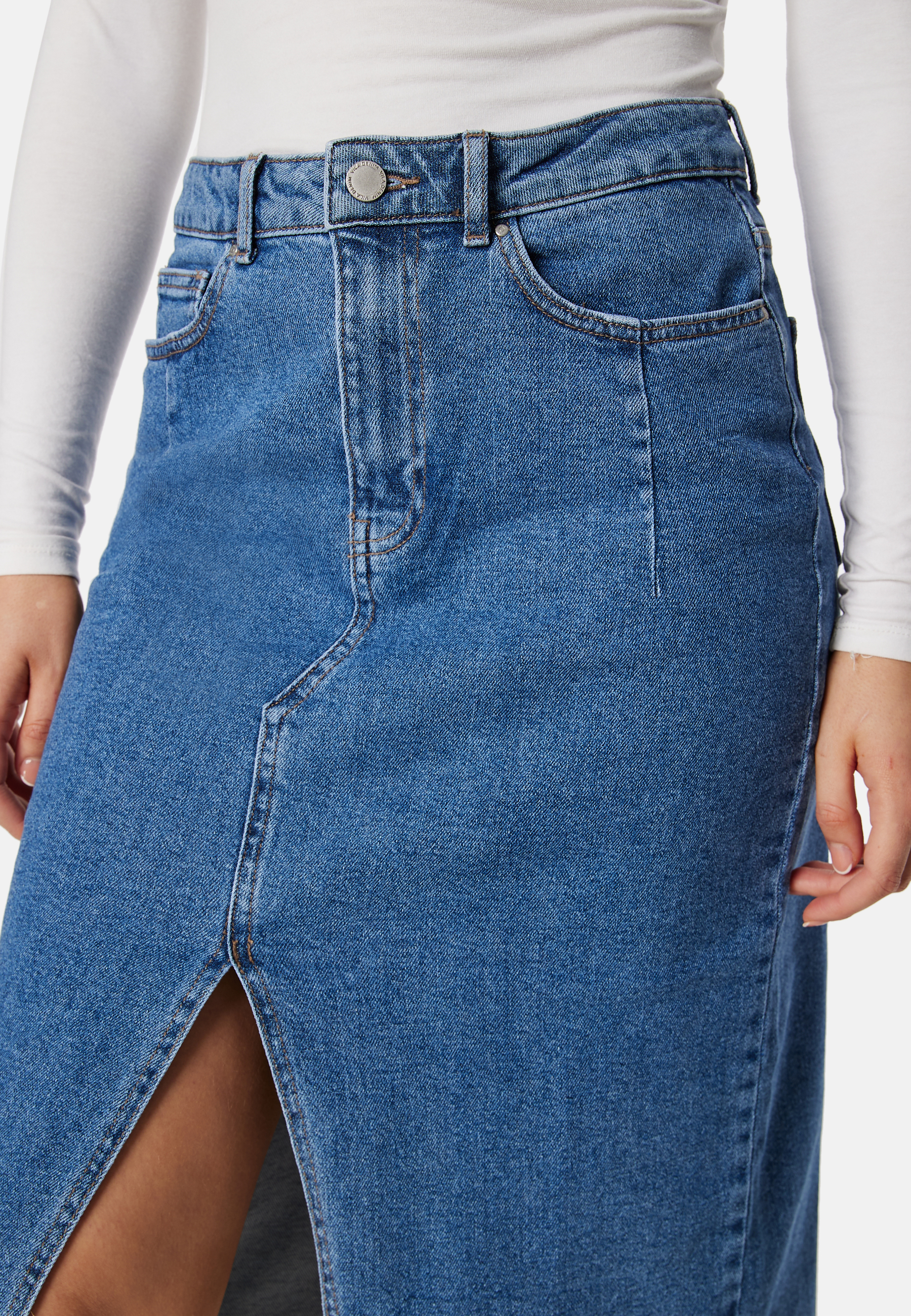 Visol RW Midi Slit Denim Skirt 3