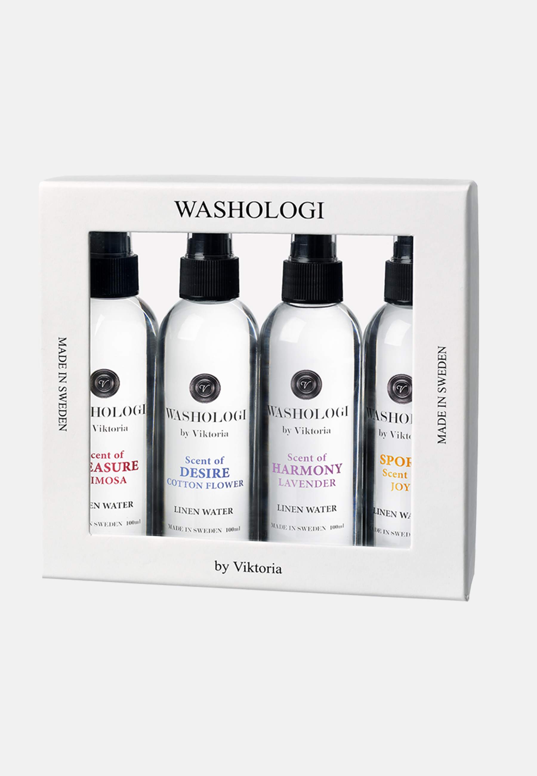 Linen Water Giftbox: Desire, Harmony, Pleasure & Sport 4x100ml
