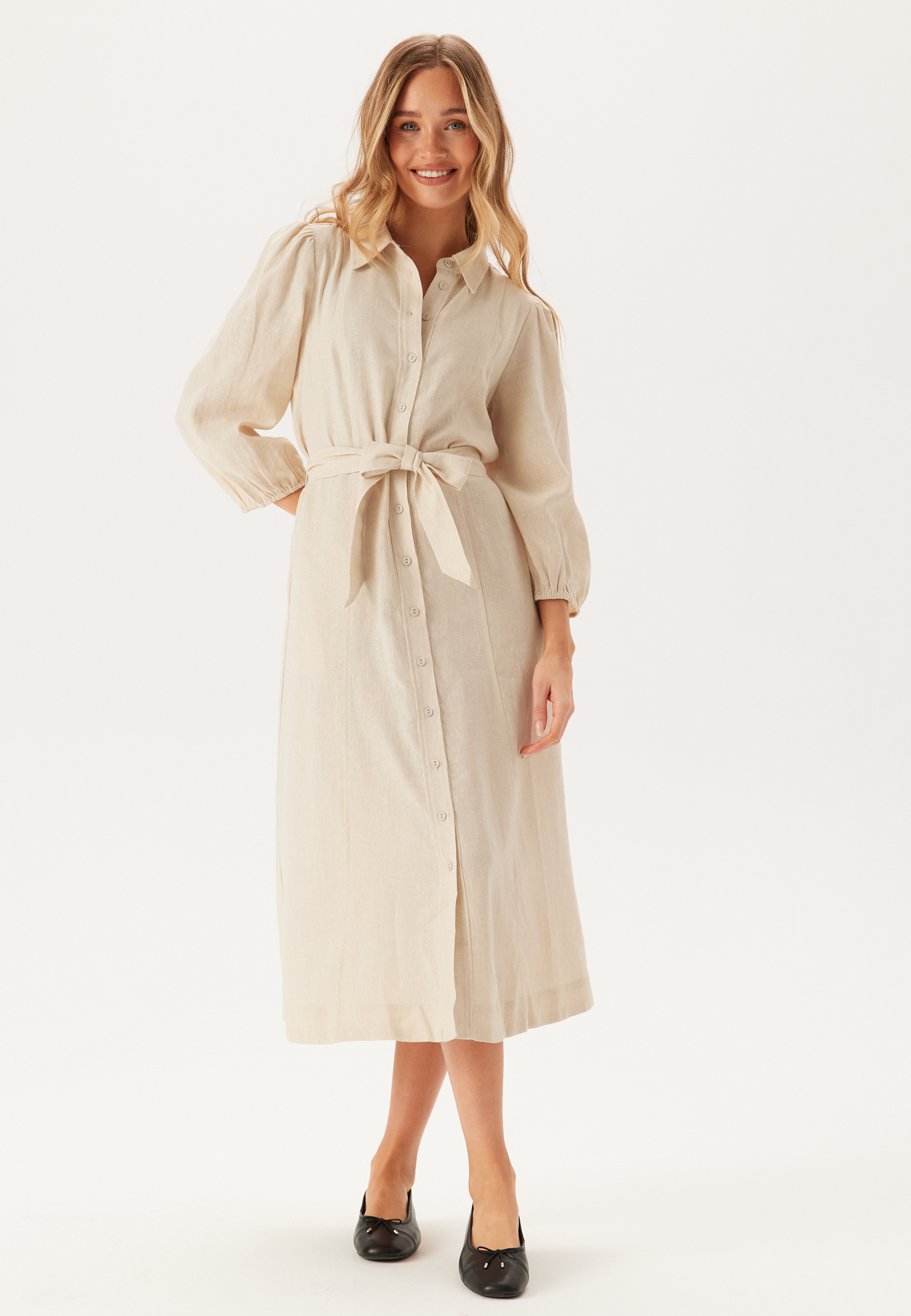 Yasflaxy 3/4 LINEN SHIRT DRESS