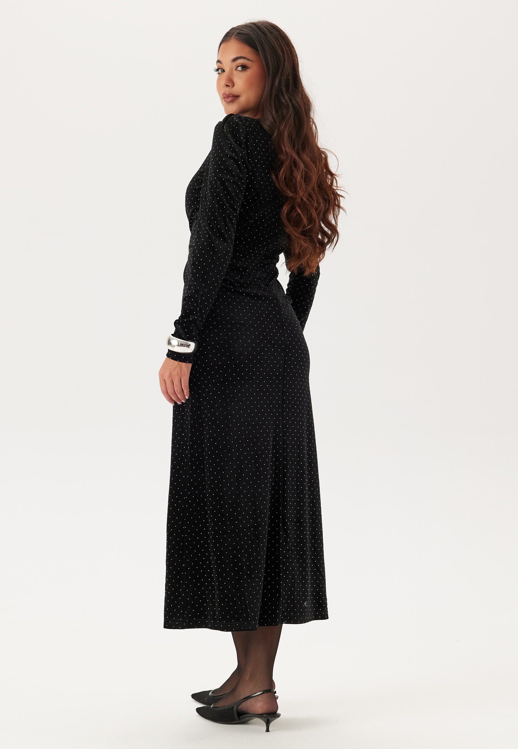 Yashella Ls Velour Midi Dress 3